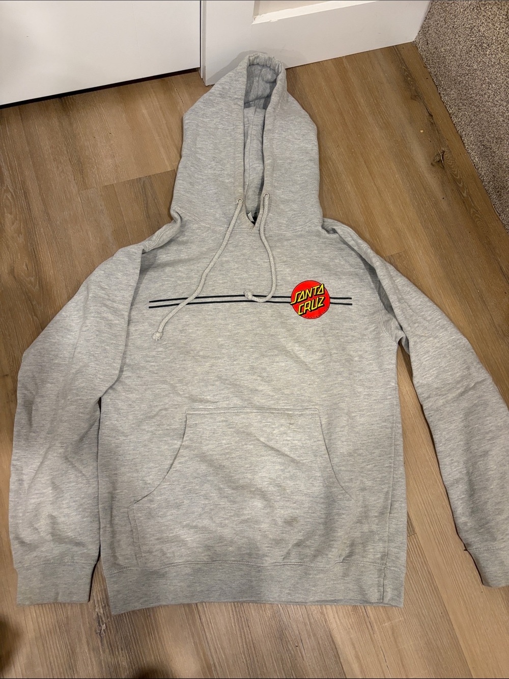 Santa Cruz Skateboards Light Grey Hoodie with Red & Yellow Logo